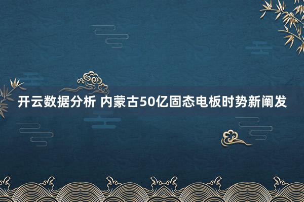 开云数据分析 内蒙古50亿固态电板时势新阐发