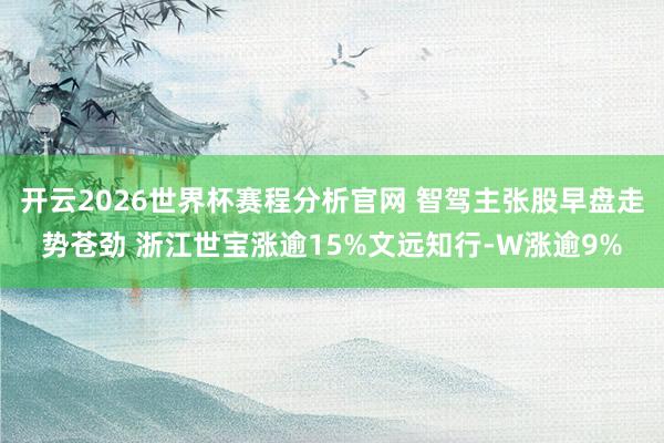 开云2026世界杯赛程分析官网 智驾主张股早盘走势苍劲 浙江世宝涨逾15%文远知行-W涨逾9%