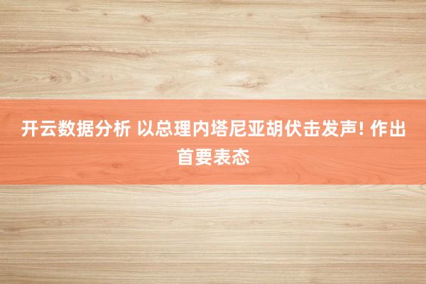开云数据分析 以总理内塔尼亚胡伏击发声! 作出首要表态
