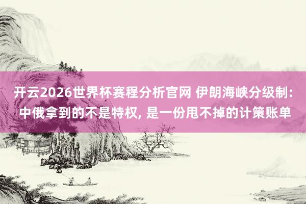 开云2026世界杯赛程分析官网 伊朗海峡分级制: 中俄拿到的不是特权， 是一份甩不掉的计策账单