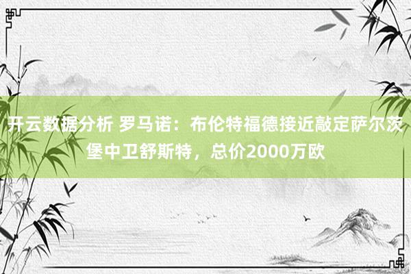 开云数据分析 罗马诺：布伦特福德接近敲定萨尔茨堡中卫舒斯特，总价2000万欧