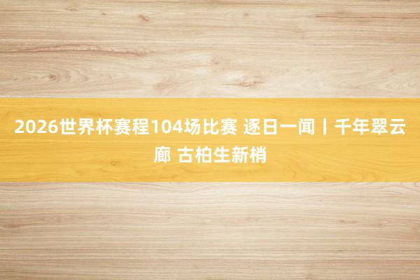 2026世界杯赛程104场比赛 逐日一闻丨千年翠云廊 古柏生新梢