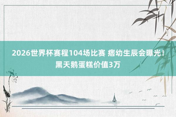 2026世界杯赛程104场比赛 痞幼生辰会曝光！黑天鹅蛋糕价值3万