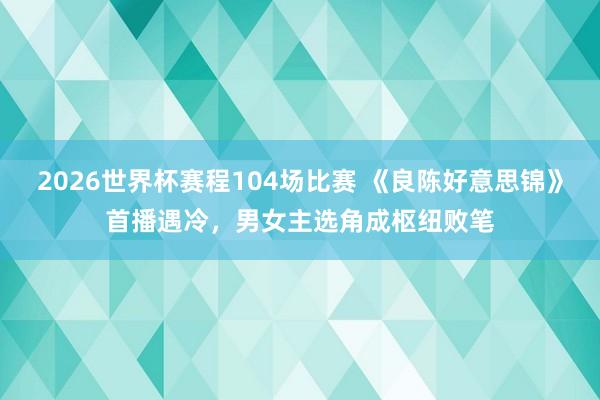 2026世界杯赛程104场比赛 《良陈好意思锦》首播遇冷，男女主选角成枢纽败笔