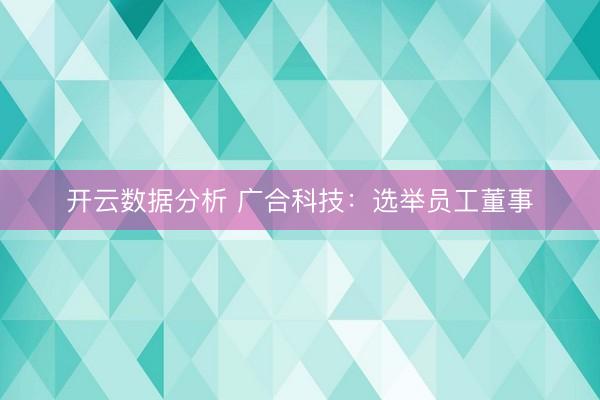 开云数据分析 广合科技：选举员工董事